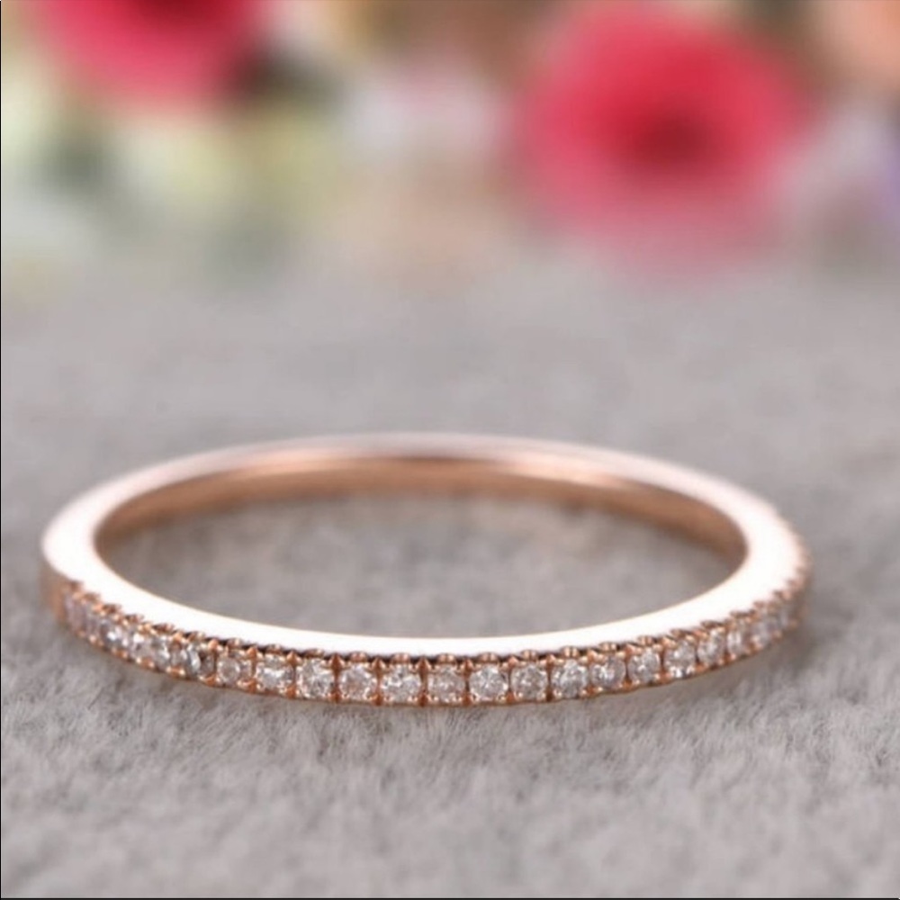 NEW💍18K ROSE GOLD DIAMOND ETERNITY STACKABLE RING - Picture 4 of 4